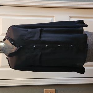 DKNYC black button down, pockets, button shoulder, long sleeve, rolled up, Sz. L